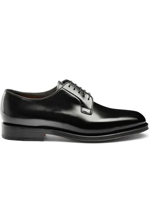 santoni Homme, Chaussures, Noir, Taille: 39 EU Derbies à lacets en cuir confectionnées à la main