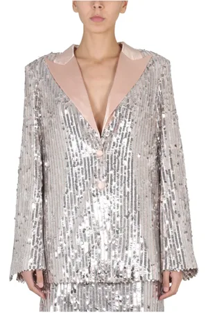 ROTATE Femme, Vestes, Gris, Taille: 38 FR Blazer à Sequins