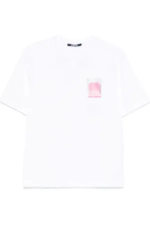 Jacquemus Homme, Tops, Blanc, Taille: S T-shirt Blanc avec Logo Imprimé