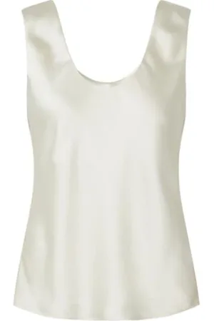Samsøe Samsøe Femme, Tops, Blanc, Taille: 38 FR Élégant haut à col en V