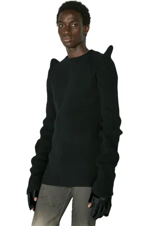 Rick Owens Homme, Pulls, Noir, Taille: S Pull en Tricot à Panneaux Superposés