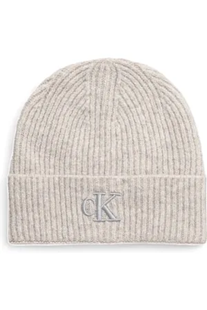 Calvin Klein Femme, Accessoires, Gris, Taille: ONE Size Casquette Grise en Tricot Mélangé