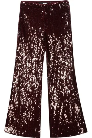 ROTATE Femme, Pantalons, Rouge, Taille: 38 FR Pantalon à Paillettes Taille Basse Zinfandel