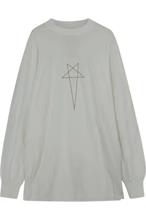 Rick Owens Homme, Tops, Blanc, Taille: M T-Shirt à Manches Longues