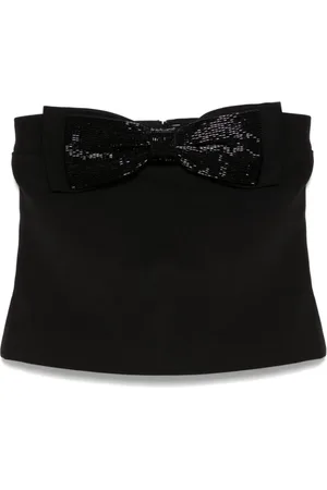 Self-Portrait Femme, Tops, Noir, Taille: 38 FR Beaded Bow Bandeau Top