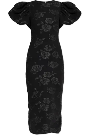 ROTATE Femme, Robes, Noir, Taille: 36 FR Robe Midi à Motifs Floraux