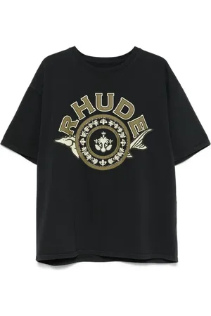 Rhude Homme, Tops, Noir, Taille: S T-shirt Noir Col Rond avec Logo Imprimé