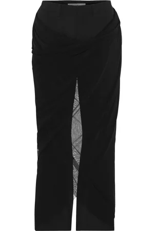Jean Paul Gaultier Femme, Pantalons, Noir, Taille: 40 FR Pantalon noir en laine avec détail en tulle