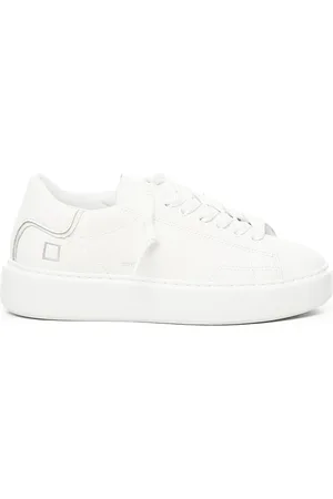 D.A.T.E. Femme, Chaussures, Blanc, Taille: 40 EU Baskets Blancs en Cuir Logo Carré