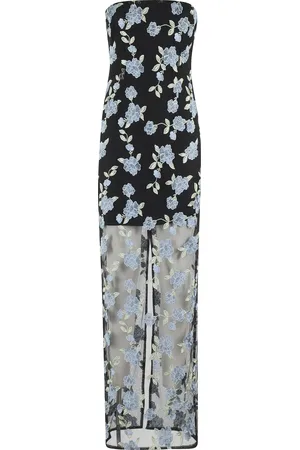 ROTATE Femme, Robes, Noir, Taille: 40 FR Robe Tube en Maille Fleurie