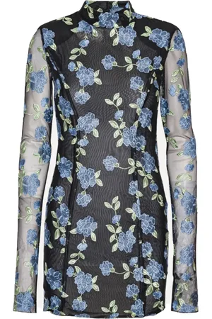 ROTATE Femme, Robes, Noir, Taille: 38 FR Robe Mini Florale en Maille