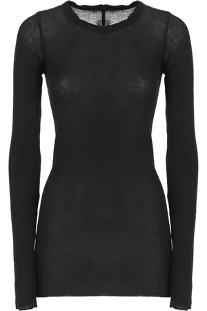 Rick Owens Femme, Tops, Noir, Taille: 36 FR T-shirt côtelé à manches longues