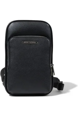 Armani Exchange Homme, Sacs, Noir, Taille: ONE Size Sac en Polyester Noir avec Plusieurs Poches