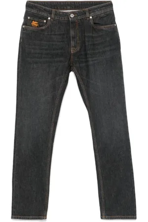 Etro Homme, Jeans, Gris, Taille: W34 Jean Denim Anthracite avec Motif Pégase