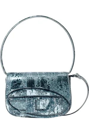 Diesel Femme, Sacs, Gris, Taille: ONE Size Sac à bandoulière en cuir avec plaque logo