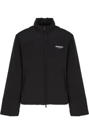 Represent Homme, Vestes, Noir, Taille: L Veste Zippée en Nylon avec Logo