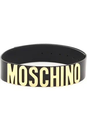 Moschino Femme, Accessoires, Noir, Taille: 100 CM Ceinture en Cuir avec Logo Lettering