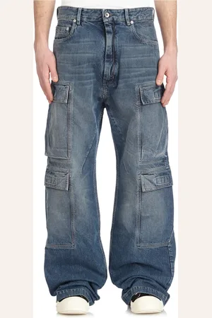 Rick Owens Homme, Jeans, Bleu, Taille: W32 Jeans Cargo Double Indigo