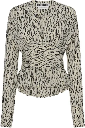 ROTATE Femme, Tops, Multicolore, Taille: 40 FR Blouse à Imprimé Zèbre et Volants