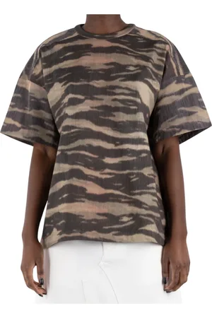 Jil Sander Femme, Tops, Brun, Taille: 40 FR T-shirt en Coton Imprimé Tigre