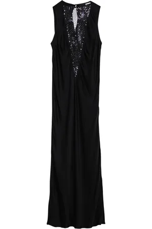 ROTATE Femme, Robes, Noir, Taille: 40 FR Robe Midi Avec Insert En Maille
