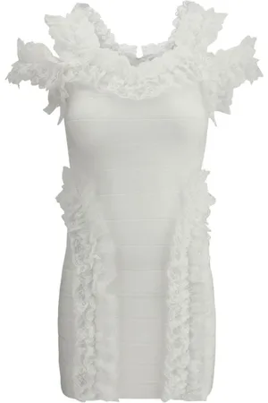 Self-Portrait Femme, Robes, Blanc, Taille: 36 FR Mini-robe à Bordure en Dentelle