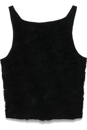 ROTATE Femme, Tops, Noir, Taille: 36 FR Top Noir en Maille à Encolure Bateau