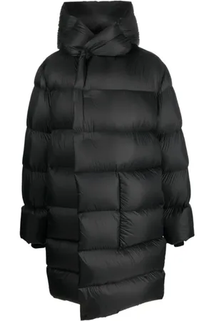 Rick Owens Homme, Manteaux, Noir, Taille: XL Manteau en duvet à capuche non amovible