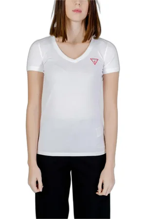 Guess Femme, Tops, Blanc, Taille: 40 FR T-shirt imprimé col V