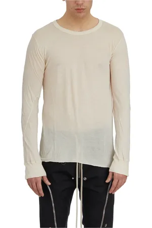 Rick Owens Homme, Tops, Blanc, Taille: L T-Shirt Basique Manches Longues Naturel