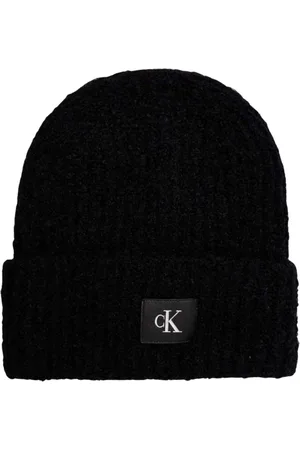 Calvin Klein Femme, Accessoires, Noir, Taille: ONE Size Bonnet Noir à Côtes pour Femmes