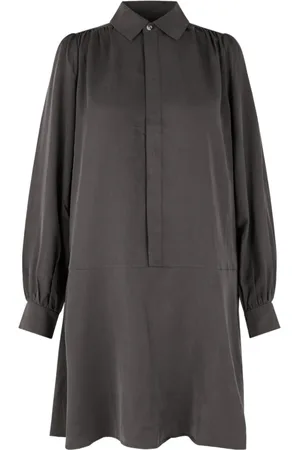 Samsøe Samsøe Femme, Robes, Gris, Taille: 36 FR Mini-robe chemise transformable
