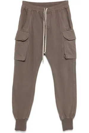Rick Owens Homme, Pantalons, Gris, Taille: S Pantalon Cargo avec Taille Élastiquée à Cordon de Serrage