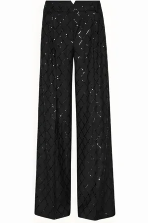 ROTATE Femme, Pantalons, Noir, Taille: 38 FR Pantalon Coupe Large