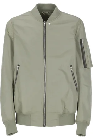 Rick Owens Homme, Vestes, Vert, Taille: L Blouson Aviateur Vert Col Rond Zippé