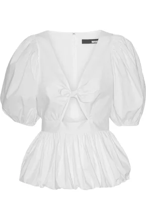ROTATE Femme, Blouses et Chemises, Blanc, Taille: 38 FR Haut Blanc Bouffant à Manches Bulles