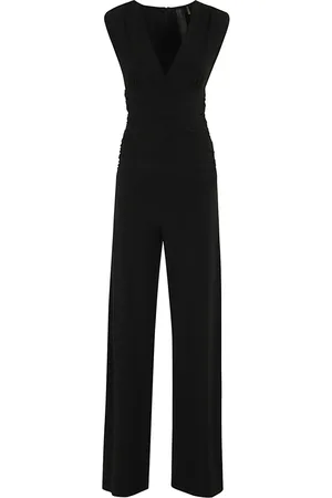 Norma Kamali Femme, Combinaisons et Ensembles, Noir, Taille: 36 FR Combinaison sans manches à col en V et taille froncée