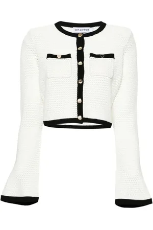 Self-Portrait Femme, Pulls, Blanc, Taille: 42 FR Cardigan en maille pointelle