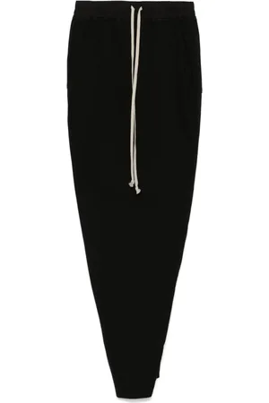 Rick Owens Femme, Jupes, Noir, Taille: 40 FR Jupe Longue Noire en Coton avec Cordon de Serrage à la Taille