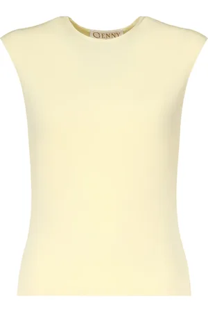 GENNY Femme, Tops, Jaune, Taille: 40 FR Haut Jaune Sans Manches à Col Rond