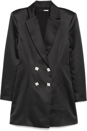 ROTATE Femme, Vestes, Noir, Taille: 40 FR Robe croisée en satin noir tissé