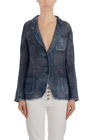 AVANT TOI Femme, Vestes, Bleu, Taille: 40 FR Veste Peinte à la Main
