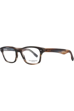 Ermenegildo Zegna Homme, Accessoires, Brun, Taille: ONE Size Montures Optiques Trapèze Marron avec Charnière à Ressort