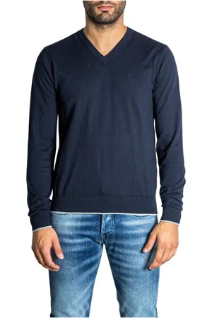 Armani Exchange Homme, Pulls, Bleu, Taille: S Pull Bleu Col en V pour Homme