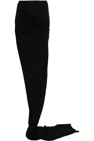 Rick Owens Femme, Jupes, Noir, Taille: 38 FR Jupe Noire Froncée à Taille Élastique