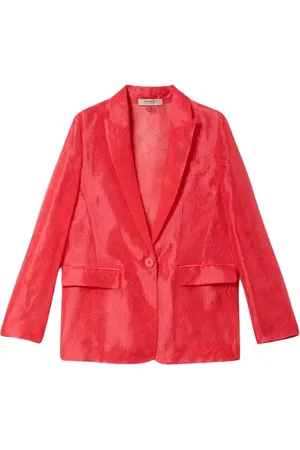 Twin-Set Femme, Vestes, Rouge, Taille: 40 FR Blazer Rose Dentelle Slim Fit