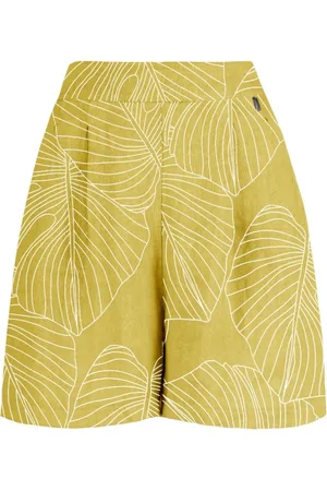 Bomboogie Femme, Shorts, Jaune, Taille: 40 FR Printed linen bermuda shorts
