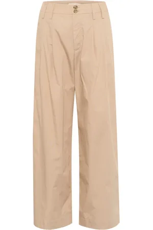 Part Two Femme, Pantalons, , Taille: 46 FR Pantalon Large en Coton Sésame