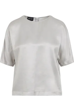 Giorgio Armani Femme, Tops, Gris, Taille: 38 FR Chemise Grise avec Col Rond