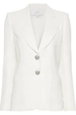 Giambattista Valli Femme, Vestes, Blanc, Taille: 38 FR Blazer en Soie avec Bouton Bijou